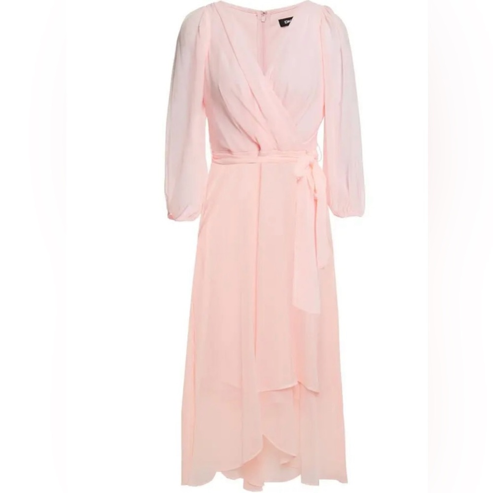 Pink DKNY Wrap-Effect Pleated Crepon Dress - Size 4